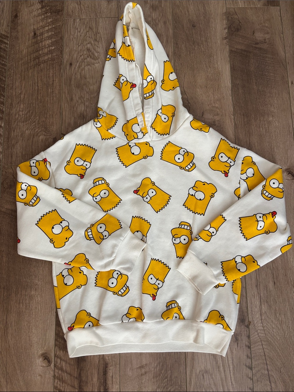 Kids Cream Hoodie with Bart Simpson Face size 10-12